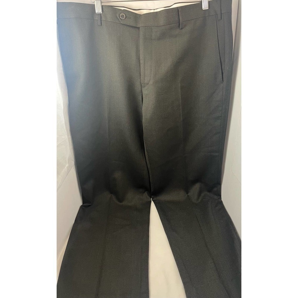 Zanella Parker Black Wool Blend‎ Flat Front Dress Pants Made in Italy 111859 38W